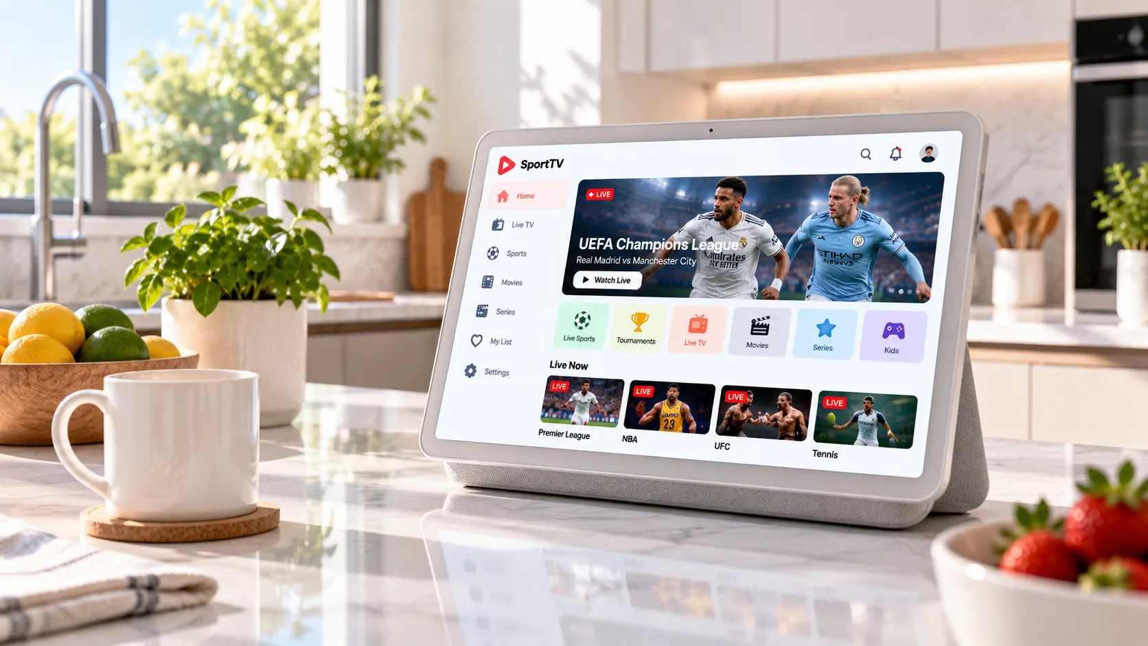 Five-factor IPTV provider evaluation framework showing stream quality, channels, devices, support and pricing criteria